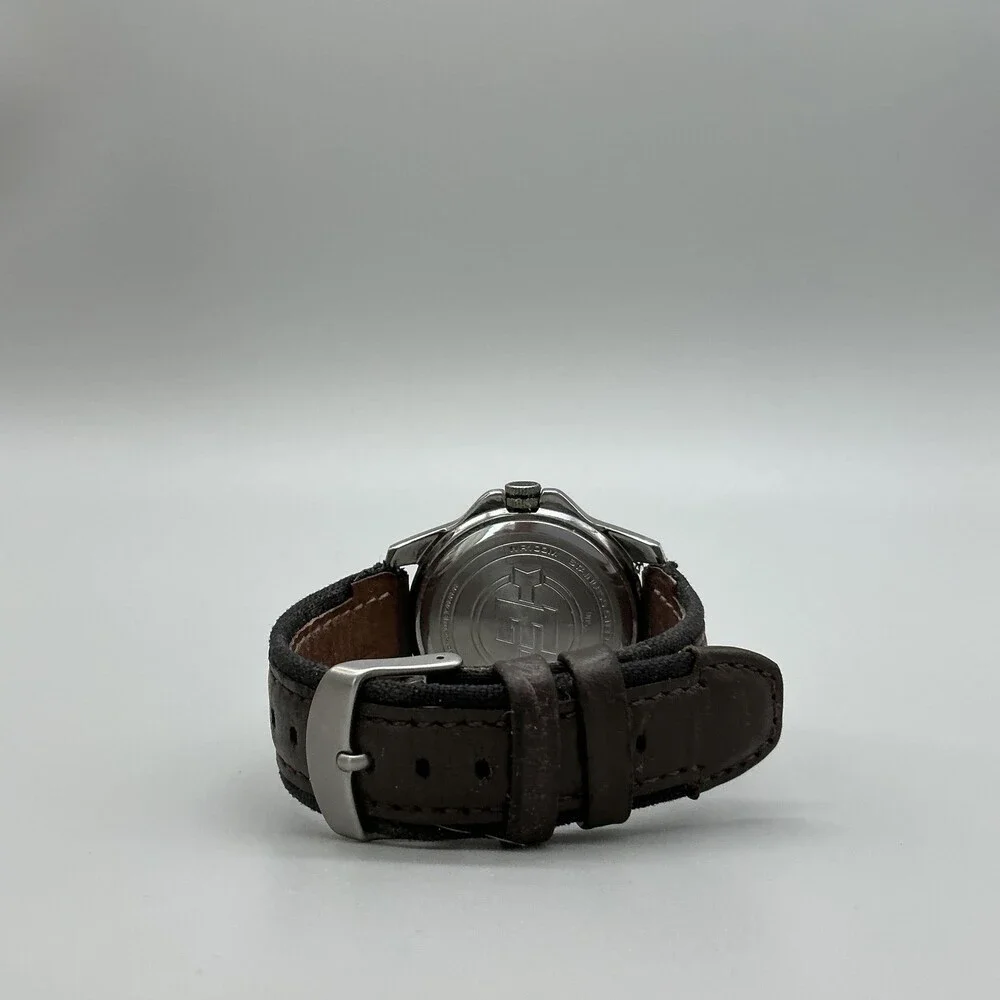 Timex Expedition Indiglo Mens Watch 42mm Cream Dial Brown Leather Date New Batt